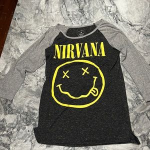 Gray/Black Nirvana Baseball Style Tee